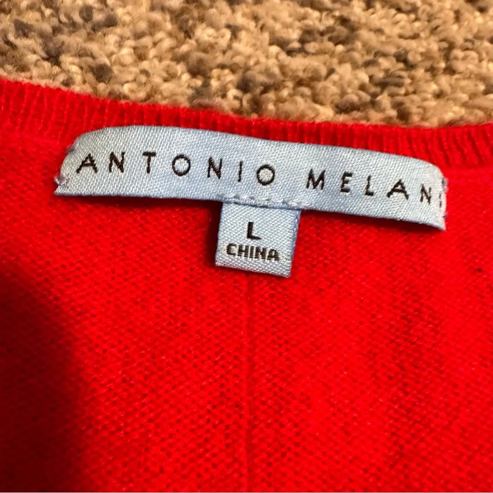 ANTONIO MELANI Cashmere Red Crew Neck Peplum Sweater - L - Picture 3 of 6